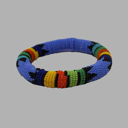 sky blue thick rolled bracelet with traditional colors geometric jewelry  handmade  african design  for women and girls in multi color
