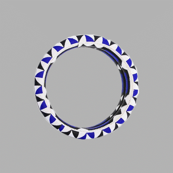 Oversize Thando Circle Mirror-Blue-Black & White handmade geometric african design for home décor 