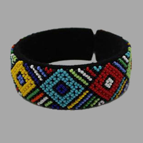 Traditional Beaded Bangle-Multicolor geometric jewelry handmade african design for women and girls