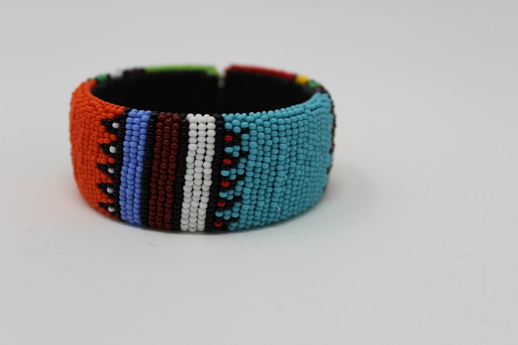 Beaded Bangle Free Size  bracelet african bangles handcrafted in brown blue red  white multicolor design for women and girls traditional south african jewelry