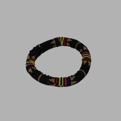 Black and Gold Thick Rolled Bracelet mens bangles black  handcrafted for women and girls in black blue green multicolor design south african tradition jewelry