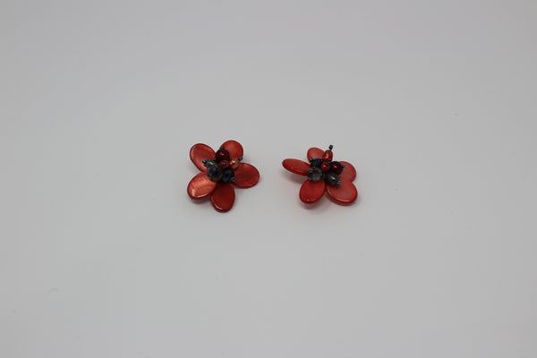 Red Mother Of Pearl Earrings handmade african design  for women and girls