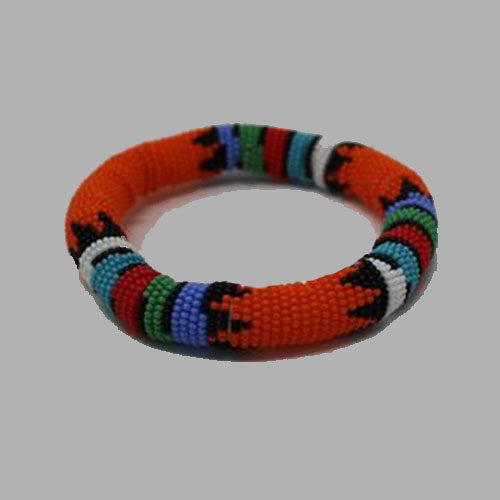 Orange Thick Rolled Bracelet With Traditional Colors multi color bracelet geometric jewelry handmade african design for women and girls