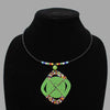 Oval Wrap Necklace handmade  geometric jewelry  african design  for women and girls in green color