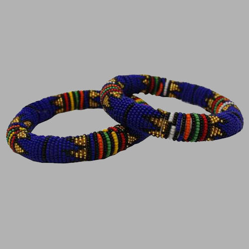 Royal Blue Thick Rolled Bracelet With Traditional geometric jewelry handmade african design for women and girls