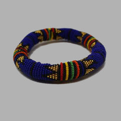 Royal Blue Thick Rolled Bracelet With Traditional geometric jewelry handmade african design for women and girls