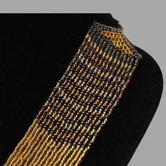 Swirling Beaded Elegant Necklace Gold handmade african design for women and girls