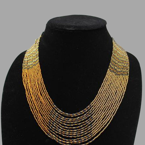 Swirling Beaded Elegant Necklace Gold handmade african design for women and girls