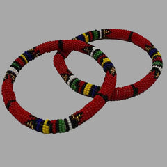 Thin Bangles-Red-Small & Large geometric jewelry handmade african design for women and girls