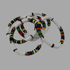 Thin Bangles-White-Large & Small geometric jewelry handmade african design for women and girls