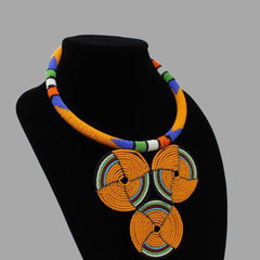 Three Circle Necklace-YO geometric jewelry handmade african design for women and girls