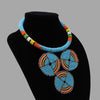 Three Cirlce Necklace-Sky blue geometric jewelry handmade african design  for women and girls