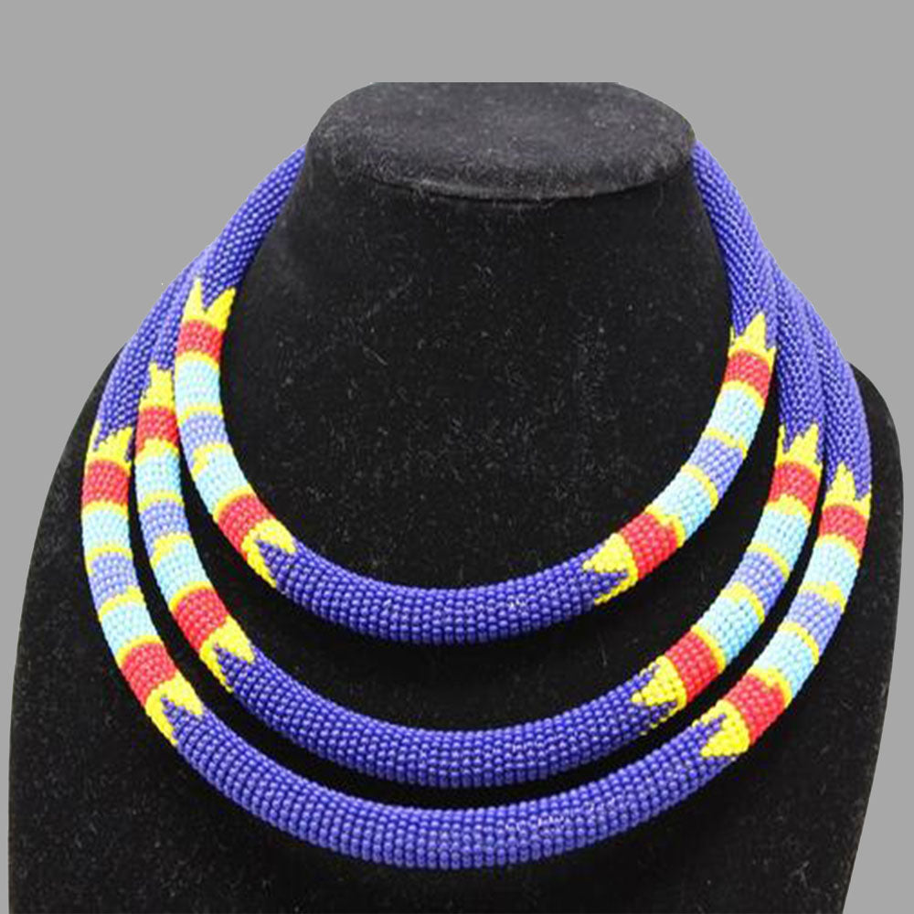 African Beaded Three Layered Multi Color Necklace | Nakasa Designs