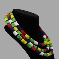 Traditional Colored Beaded Necklace geometric jewelry  handmade  african design  for women and girls in multi color 
