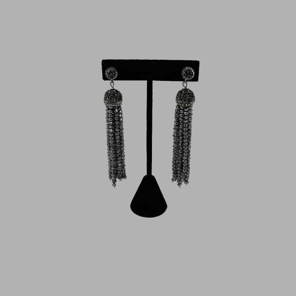 silver black drop hanging earrings handmade african design for women and girls