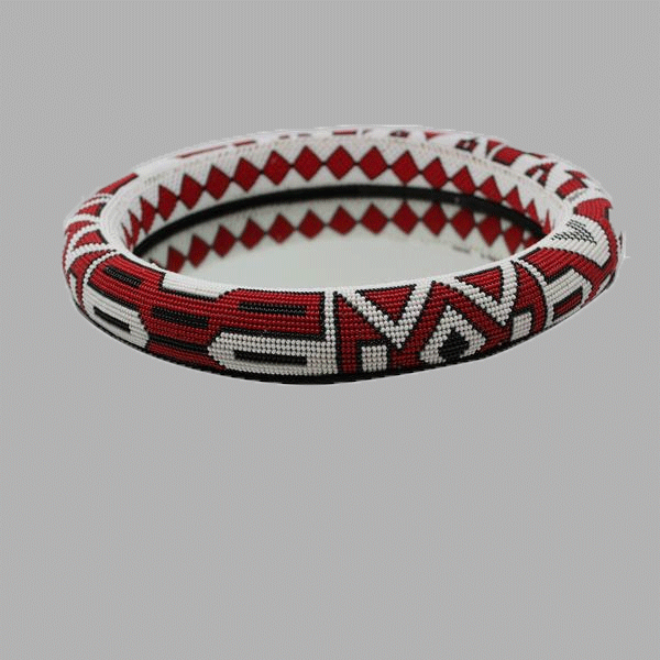 Extra Large Thando Circle Mirror-Red-Black-White  handcrafted for women and girls south african tradition jewelry