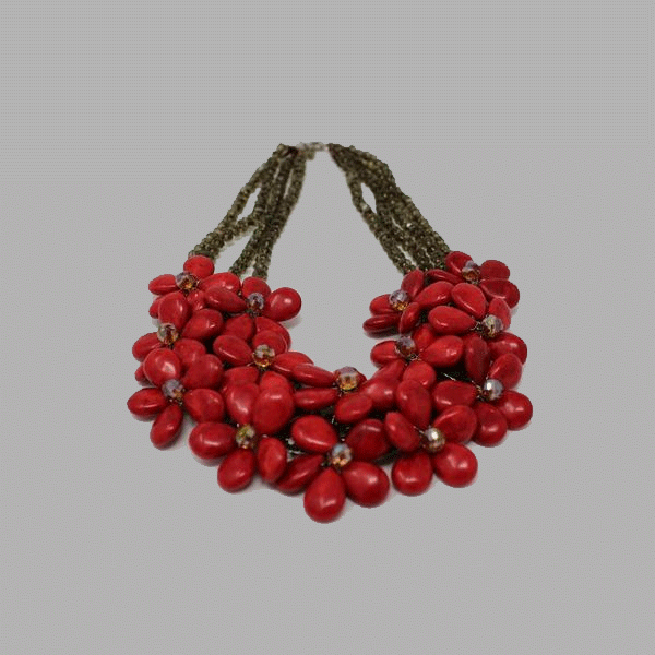 Red Coral Necklace handmade  geometric jewelry african design for women and girls