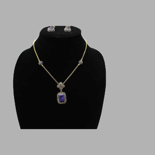 Sapphire Gold stock necklace Coral Silver earings handmade  african design  for women and girls