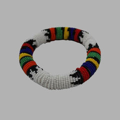White Thick Rolled Bracelet With Multicolorsgeometric jewelry  handmade  african design  for women and girls